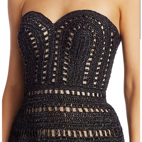 Oscar de la Renta Strapless Crochet Macrame Cocktail Dress - NWTags-size 6/8 - Picture 7 of 15
